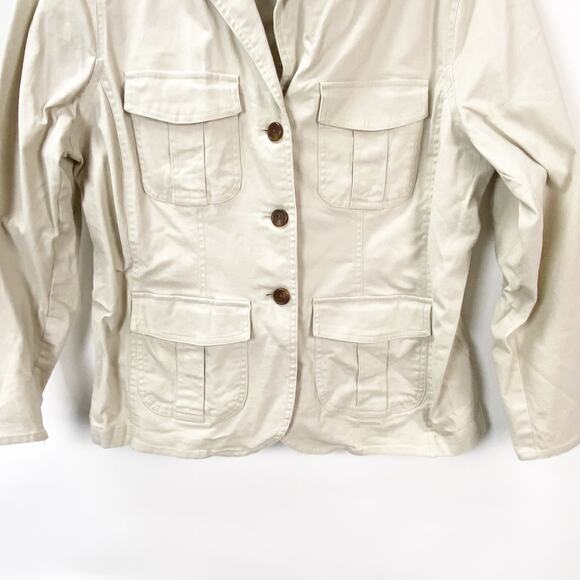 2/$30 North Crest Plus 1X Women's Beige Cotton Collar Button Front Jacket - Picture 5 of 9